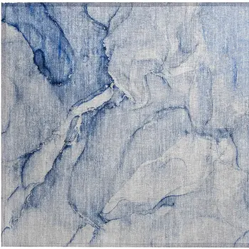 2' X 3' Navy Blue Abstract Washable Non Skid Indoor Outdoor Area Rug