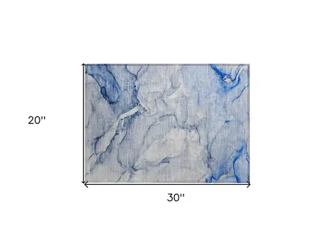 2' X 3' Navy Blue Abstract Washable Non Skid Indoor Outdoor Area Rug