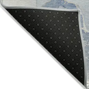 5' X 8' Blue and Green Abstract Washable Indoor Outdoor Area Rug