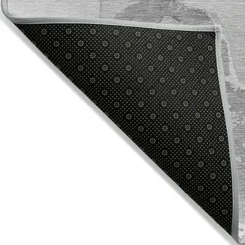 8' Round Gray and Ivory Round Abstract Washable Non Skid Indoor Outdoor Area Rug