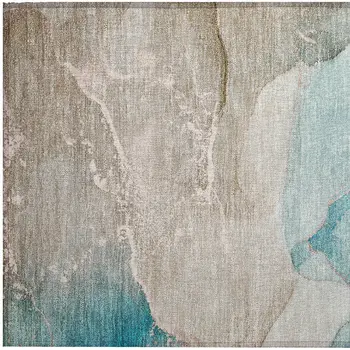 2' X 3' Teal Abstract Washable Non Skid Indoor Outdoor Area Rug