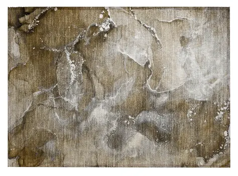 2' X 3' Brown and Gray Abstract Washable Non Skid Indoor Outdoor Area Rug