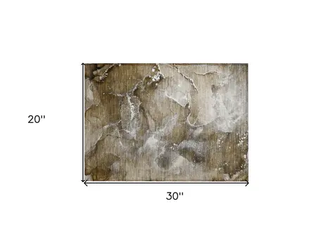 2' X 3' Brown and Gray Abstract Washable Non Skid Indoor Outdoor Area Rug