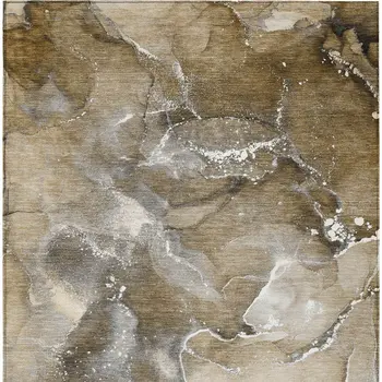 3' X 5' Brown and Gray Abstract Washable Non Skid Indoor Outdoor Area Rug