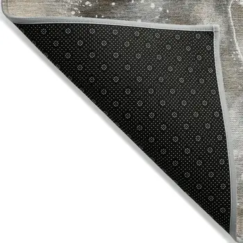 5' X 8' Brown and Gray Abstract Washable Non Skid Indoor Outdoor Area Rug