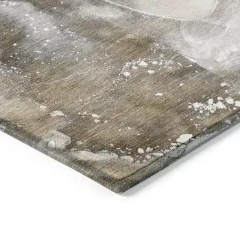 5' X 8' Brown and Gray Abstract Washable Non Skid Indoor Outdoor Area Rug