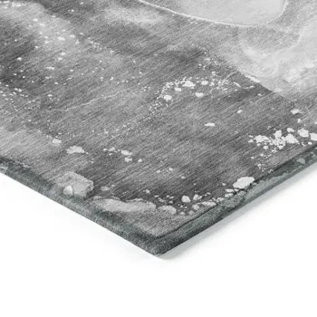 5' X 8' Gray Abstract Washable Non Skid Indoor Outdoor Area Rug