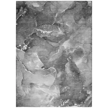 5' X 8' Gray Abstract Washable Non Skid Indoor Outdoor Area Rug