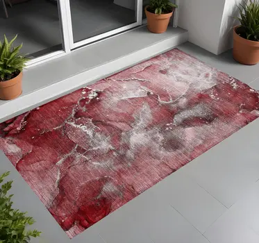 3' X 5' Merlot Abstract Washable Non Skid Indoor Outdoor Area Rug
