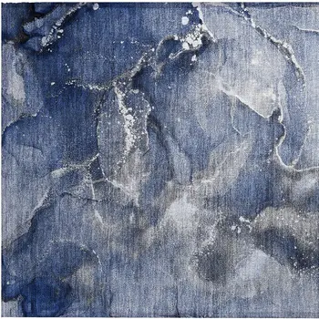 2' X 3' Blue and Gray Abstract Washable Non Skid Indoor Outdoor Area Rug