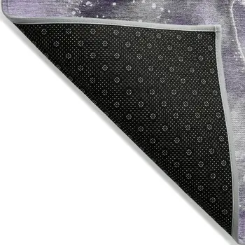 8' Runner Gray and Purple Abstract Washable Non Skid Indoor Outdoor Runner Rug
