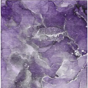 3' X 5' Gray and Purple Abstract Washable Non Skid Indoor Outdoor Area Rug
