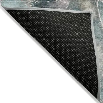 8' Round Teal Round Abstract Washable Non Skid Indoor Outdoor Area Rug