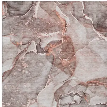3' X 5' Gray and Red Abstract Washable Non Skid Indoor Outdoor Area Rug