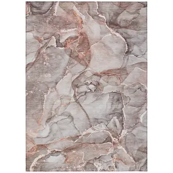 10' X 14' Gray And Red Abstract Washable Indoor Outdoor Area Rug