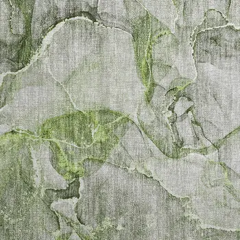 2' X 3' Green Abstract Washable Non Skid Indoor Outdoor Area Rug