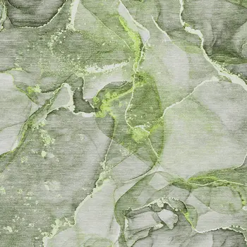 3' X 5' Green Abstract Washable Non Skid Indoor Outdoor Area Rug