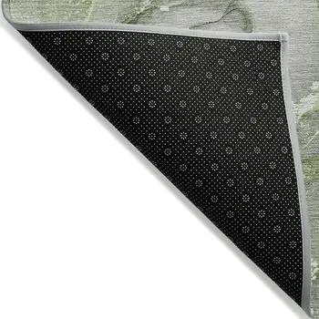9' X 12' Green Abstract Washable Non Skid Indoor Outdoor Area Rug