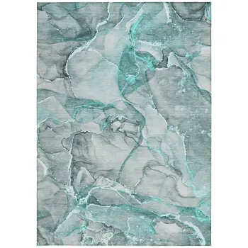 3' X 5' Gray and Ivory Abstract Washable Non Skid Indoor Outdoor Area Rug