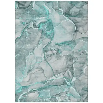 9' X 12' Gray and Ivory Abstract Washable Non Skid Indoor Outdoor Area Rug