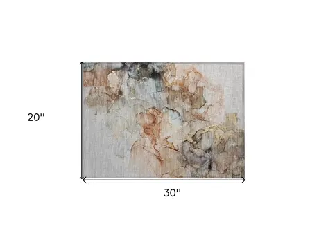2' X 3' Beige Abstract Washable Non Skid Indoor Outdoor Area Rug