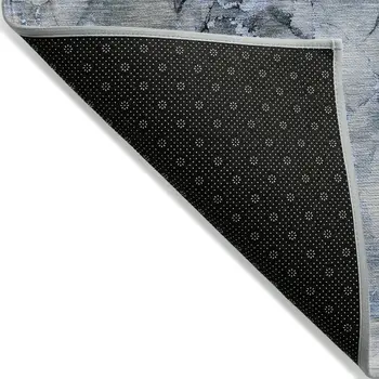 8' X 10' Blue and Gray Abstract Washable Non Skid Indoor Outdoor Area Rug
