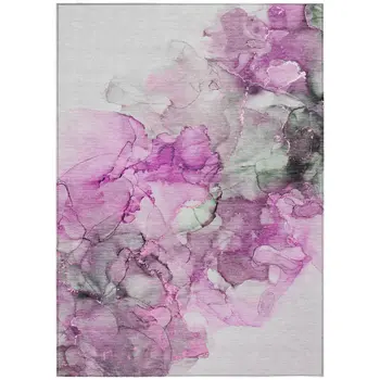 3' X 5' Gray and Purple Abstract Washable Non Skid Indoor Outdoor Area Rug