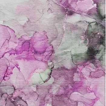 5' X 8' Gray and Purple Abstract Washable Non Skid Indoor Outdoor Area Rug