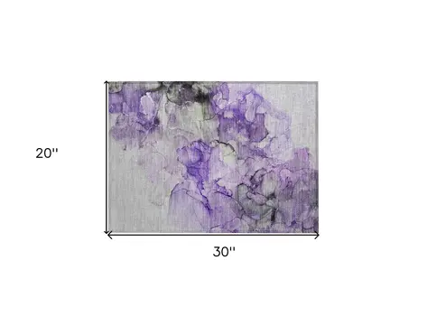 2' X 3' Purple Abstract Washable Non Skid Indoor Outdoor Area Rug