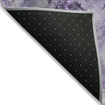 8' Runner Purple Abstract Washable Non Skid Indoor Outdoor Runner Rug