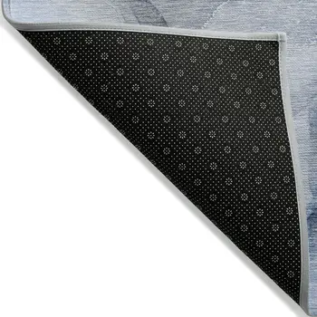 5' X 8' Blue and Gray Abstract Washable Non Skid Indoor Outdoor Area Rug