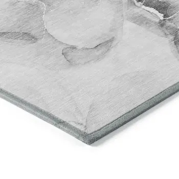 3' X 5' Gray and Ivory Abstract Washable Non Skid Indoor Outdoor Area Rug