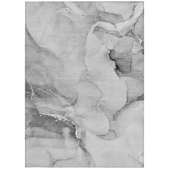 9' X 12' Gray and Ivory Abstract Washable Non Skid Indoor Outdoor Area Rug