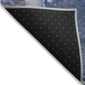 9' X 12' Blue Abstract Washable Non Skid Indoor Outdoor Area Rug
