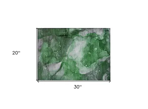 2' X 3' Emerald Abstract Washable Non Skid Indoor Outdoor Area Rug