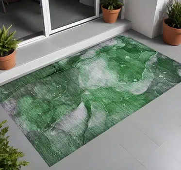 2' X 3' Emerald Abstract Washable Non Skid Indoor Outdoor Area Rug