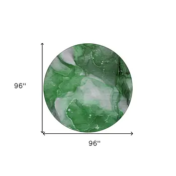 8' Round Emerald Round Abstract Washable Non Skid Indoor Outdoor Area Rug