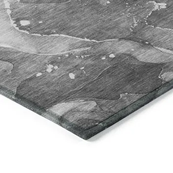 8' Runner Gray Abstract Washable Non Skid Indoor Outdoor Runner Rug