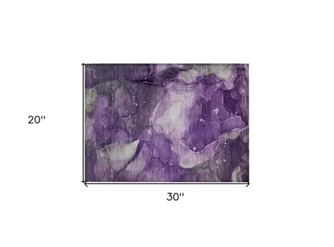 2' X 3' Purple Abstract Washable Non Skid Indoor Outdoor Area Rug