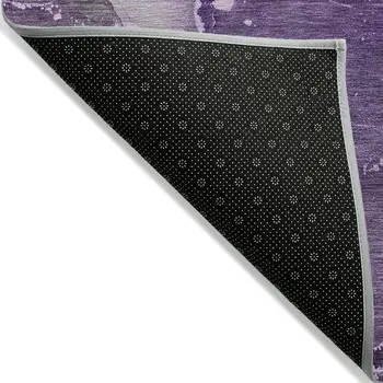 8' Round Purple Round Abstract Washable Non Skid Indoor Outdoor Area Rug