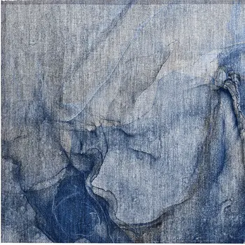 2' X 3' Navy Blue Abstract Washable Non Skid Indoor Outdoor Area Rug