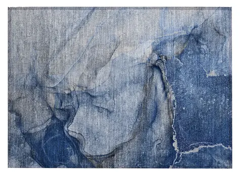 2' X 3' Navy Blue Abstract Washable Non Skid Indoor Outdoor Area Rug