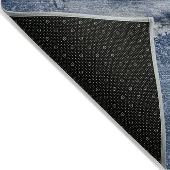 10' X 14' Navy Blue Abstract Washable Non Skid Indoor Outdoor Area Rug