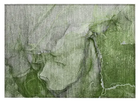 2' X 3' Olive Green Abstract Washable Non Skid Indoor Outdoor Area Rug