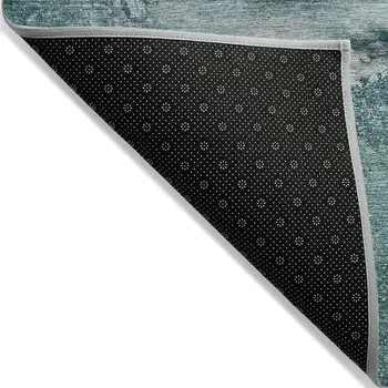 8' X 10' Teal Abstract Washable Indoor Outdoor Area Rug