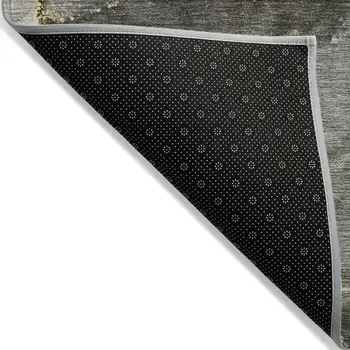 5' X 8' Gray and Gold Abstract Washable Non Skid Indoor Outdoor Area Rug