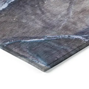 8' X 10' Navy Blue Abstract Washable Indoor Outdoor Area Rug