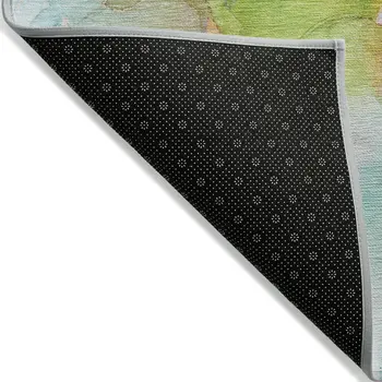 8' Runner Blue Abstract Washable Non Skid Indoor Outdoor Runner Rug