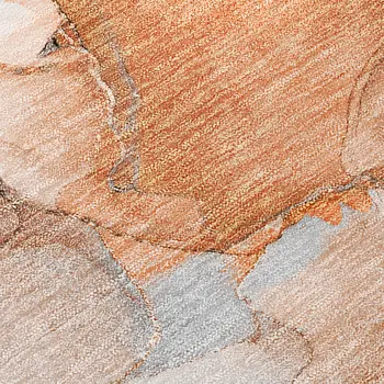 9' X 12' Orange and Ivory Abstract Washable Non Skid Indoor Outdoor Area Rug