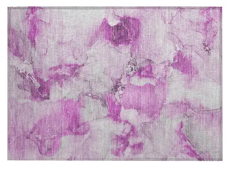 2' X 3' Pink and Ivory Abstract Washable Non Skid Indoor Outdoor Area Rug